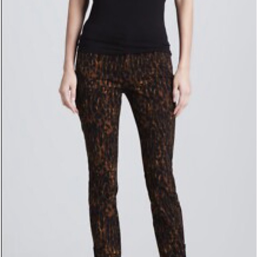 7 For All Mankind cheeta ankle Black and Brown Patterned Pants